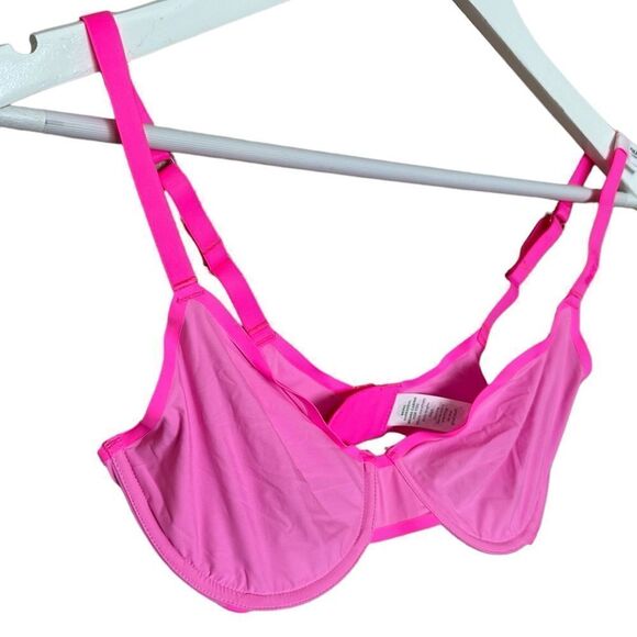 NWT Aerie 36D Bright Pink Full Coverage Unlined Sexy Sheer Lingerie Style Bra - Picture 7 of 12